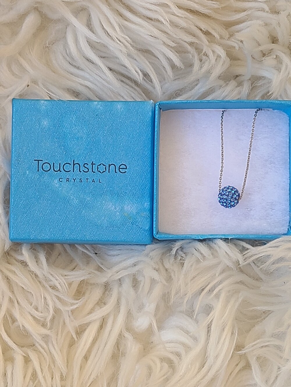 Touchstone Crystal By Swarovski Saphire Colored September Necklace-Excellent Con